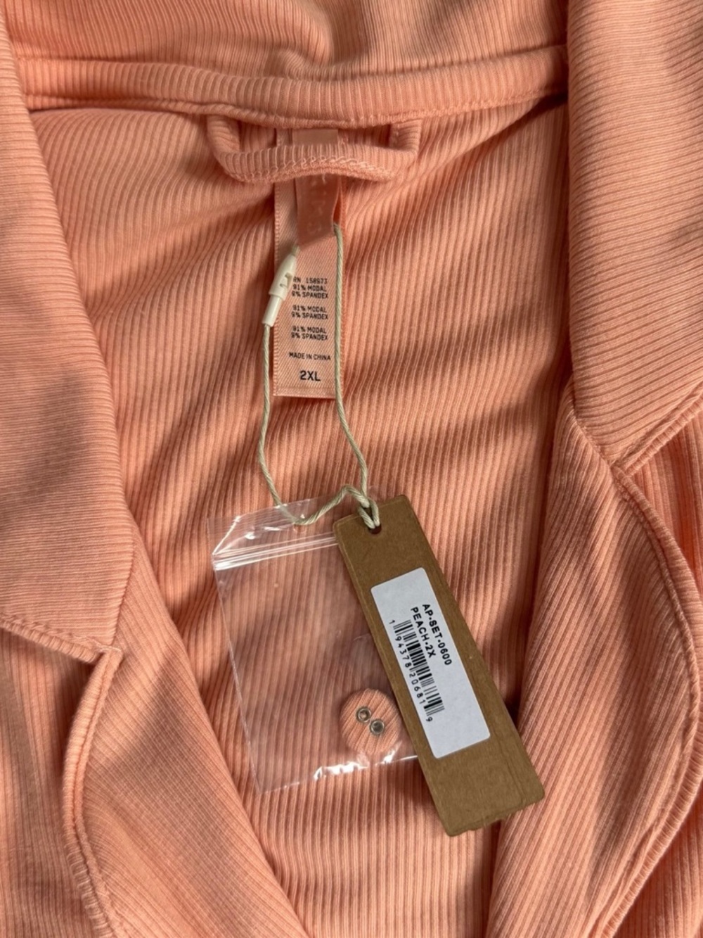 SKIMS NWT Soft Lounge Sleep Button Down Top in Peach 2X - Picture 5 of 7